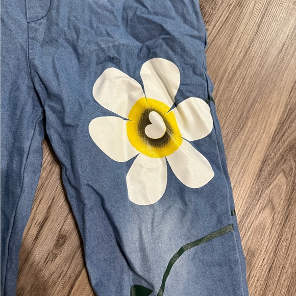 Floral Painted Women's Denim Overalls - Picture 4 of 11